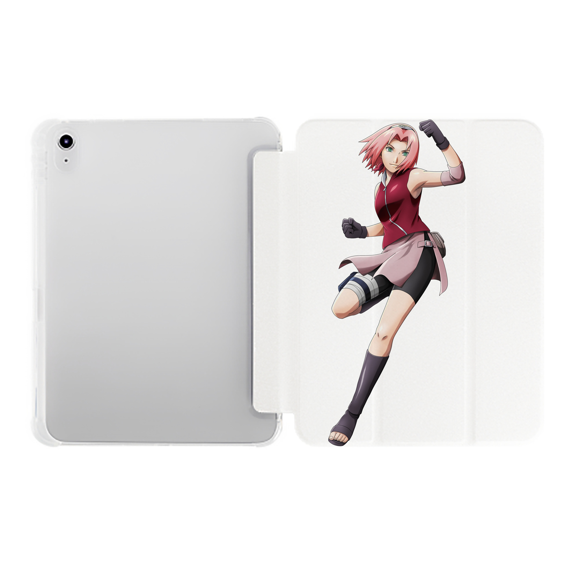 （画像用） NARUTO -ナルト- 春野サクラ Haruno Sakura IPad ケース ペン収納付き 三つ折りスタンド PUレザー×シリコン 対応機種9.5/10.5/10.9インチ